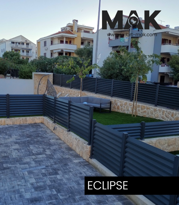 Aluminium Sichtschutzzaun Modell ECLIPSE in RAL7016