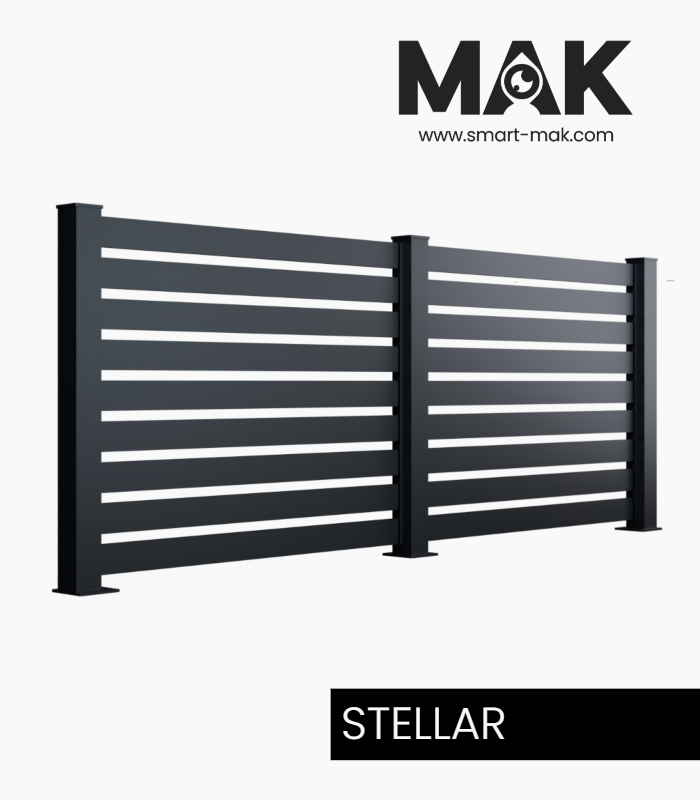 Aluminium Zaun mit breiten Lamellen STELLAR